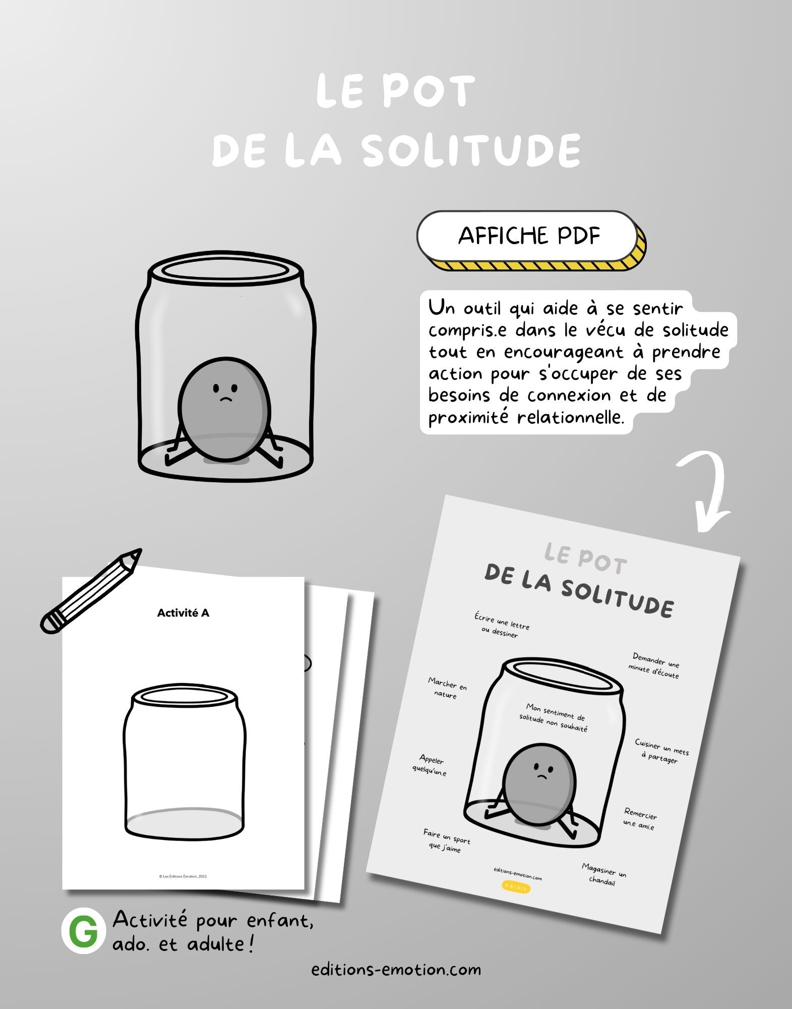 Affiche - Le pot de la solitude | Les Éditions Émotion