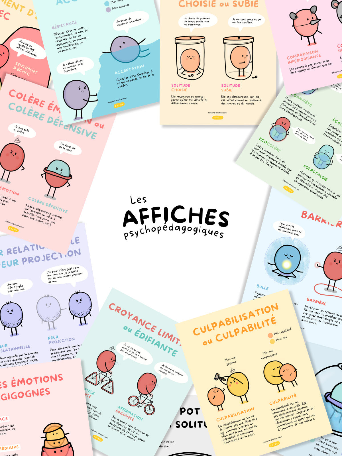 Lot des 34 affiches psychopédagogiques | Les Éditions Émotion