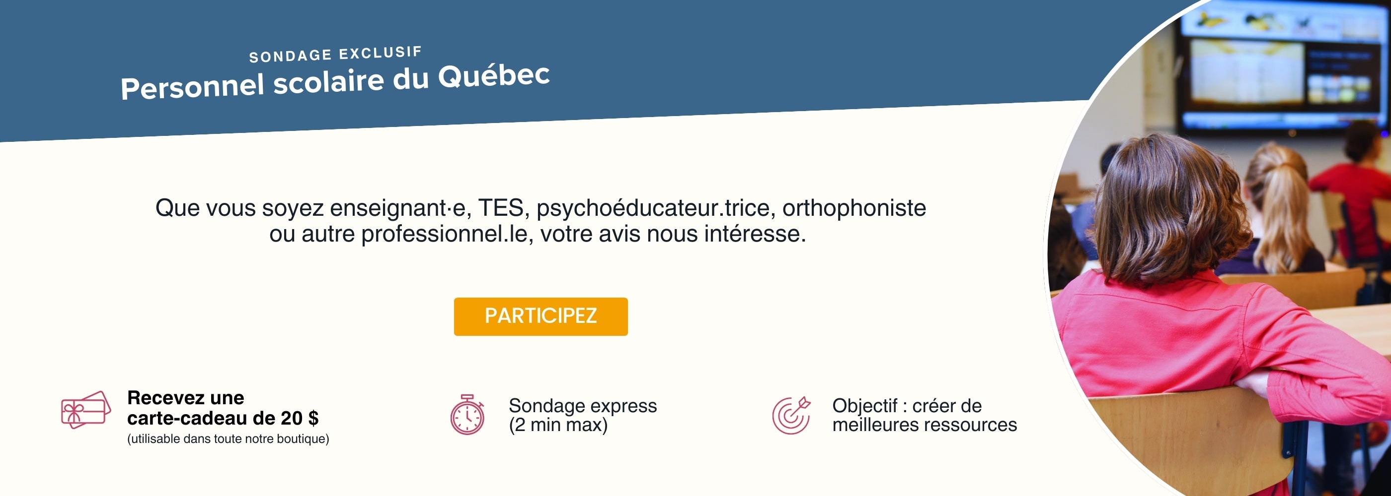 Sondage destiné au personnel scolaire du Québec | Éditionsn Émotion